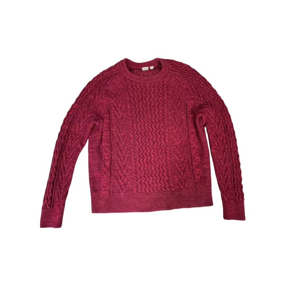 GAP Women's Cable Knit Crewneck Sweater Red Berry Heather Size L